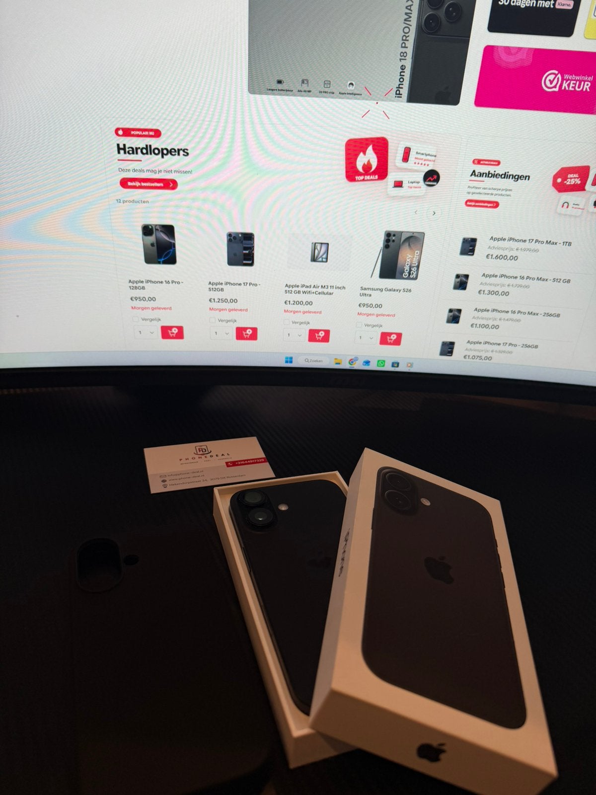 Iphone 16 128 gb zwart factuur + Garantie, Apple, Zwart, Nieuw, IPhone 16