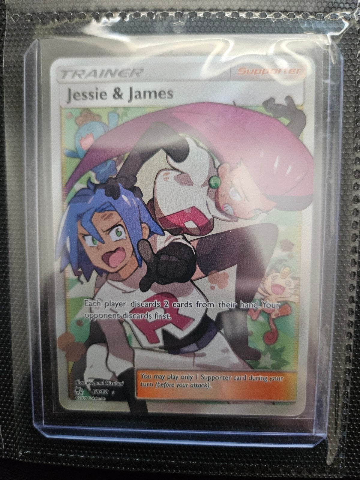 Pokemon Jessie & James 68/68 Hidden Fates, Ophalen of Verzenden, Zo goed als nieuw, Losse kaart, Foil
