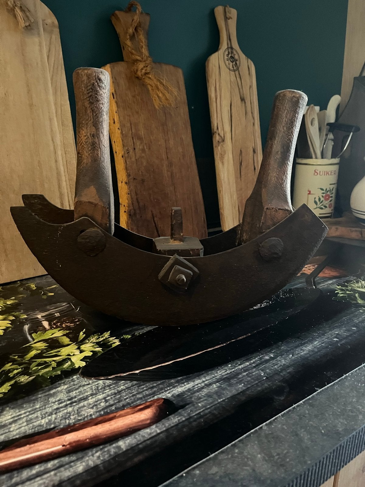 Antiek dubbel Wiegemes - Rustiek Keukengereedschap, Ophalen of Verzenden
