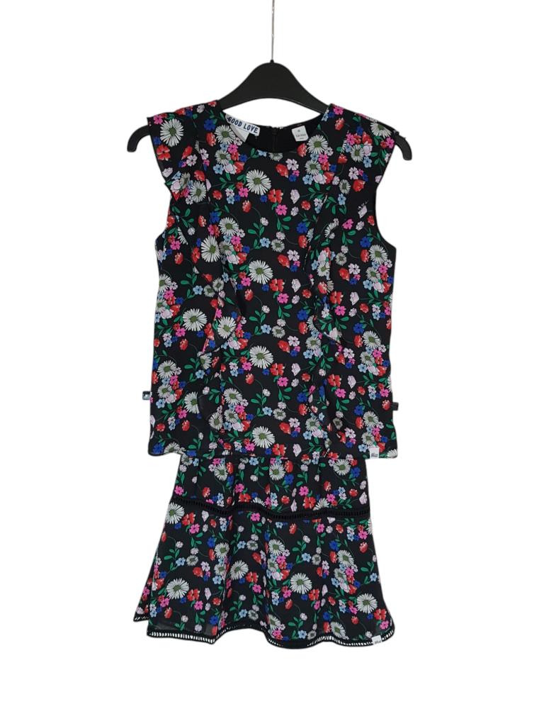 Prachtige zwarte bloemen top van NIK & NIK maat 12/152., Kinderen en Baby's, Kinderkleding | Maat 152, Overhemd of Blouse, Nik&Nik