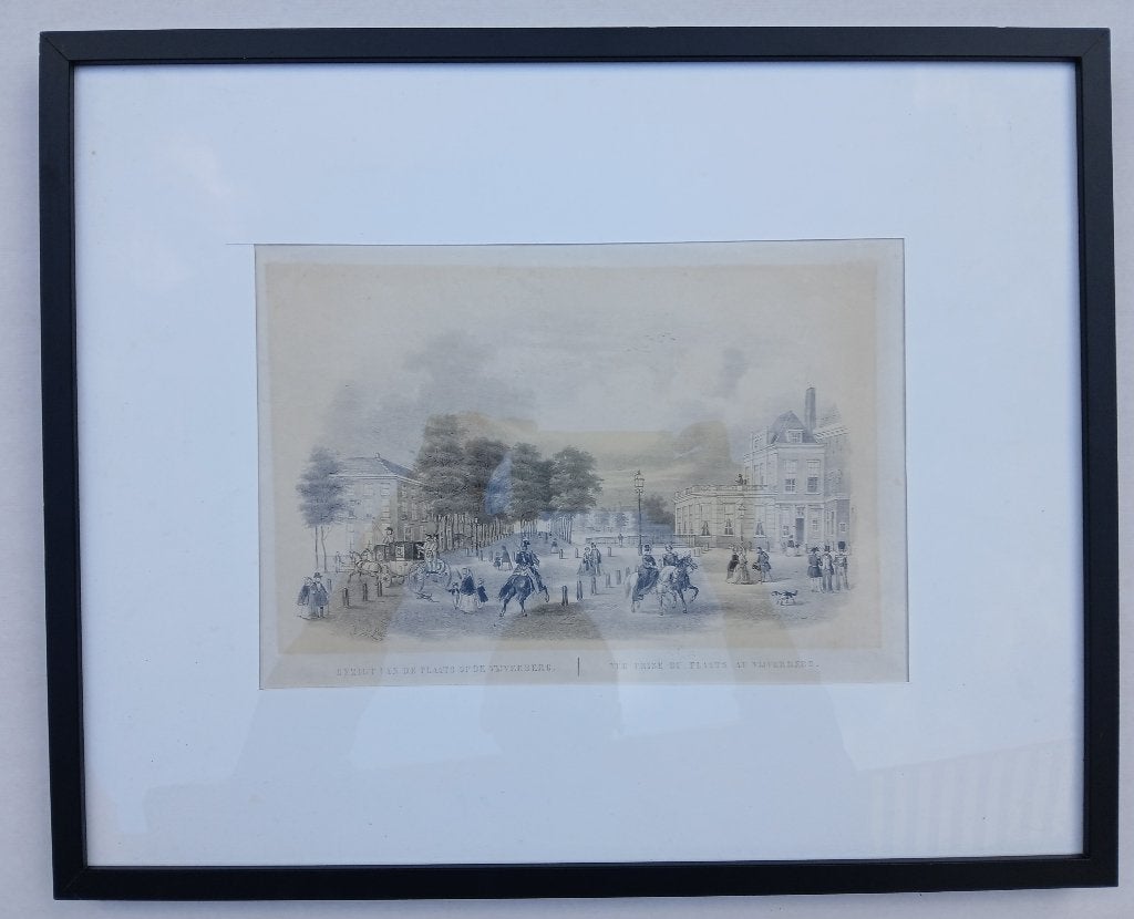 Grote Litho ’s-Gravenhage 1840 Vijverberg en de Plaats, Antiek en Kunst, Ophalen