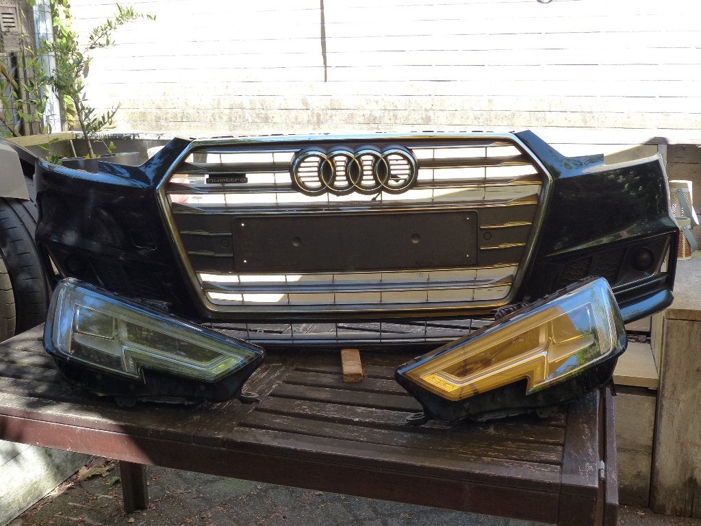 Audi A4 B9 voorbumper en achterbumper compleet met sensoren, Ophalen, Gebruikt, Voor, Audi