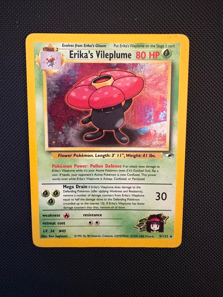Erika’s Vileplume holo 5/132 pokemon gym heroes set, Ophalen of Verzenden, Zo goed als nieuw