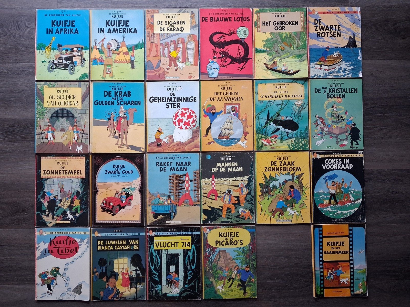 Kuifje Dl 1 t/m 22 compleet + Kuifje en het Haaienmeer, Complete serie of reeks, Ophalen of Verzenden, Gelezen, Hergé