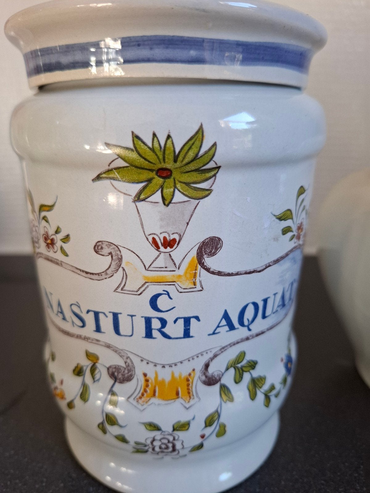 Antieke Keramische Albarello Apothekers Pot H15 D10 cm, Ophalen of Verzenden