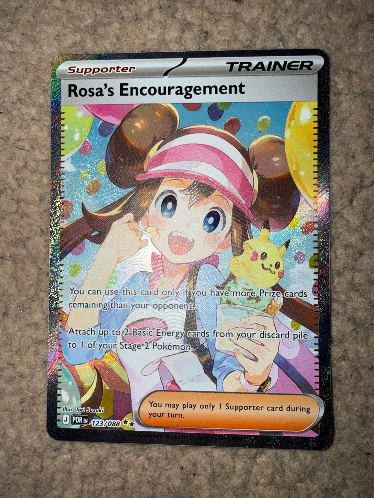 Pokémon TCG: Rosa's Encouragement Supporter Trainer Kaart, Verzenden, Zo goed als nieuw, Losse kaart, Foil