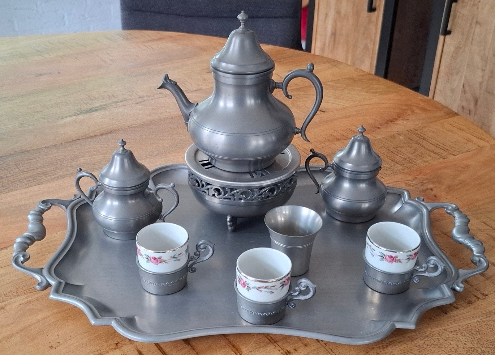 tinnen theeservies, Antiek en Kunst, Ophalen