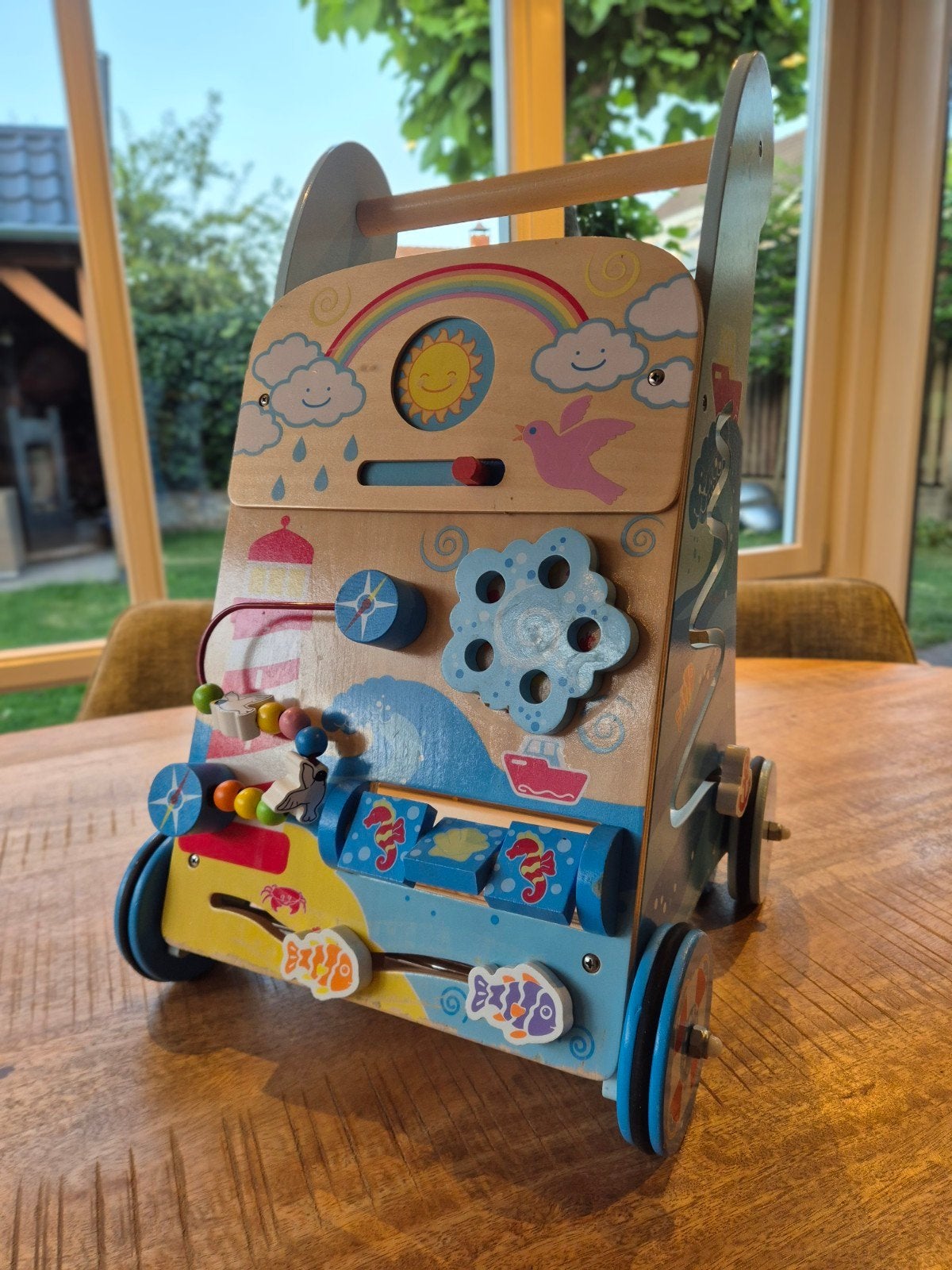 Bigjigs Baby Houten Loopwagen Zee - Motorische Ontwikkeling, Ophalen, Zo goed als nieuw, Overige typen, Met wieltjes