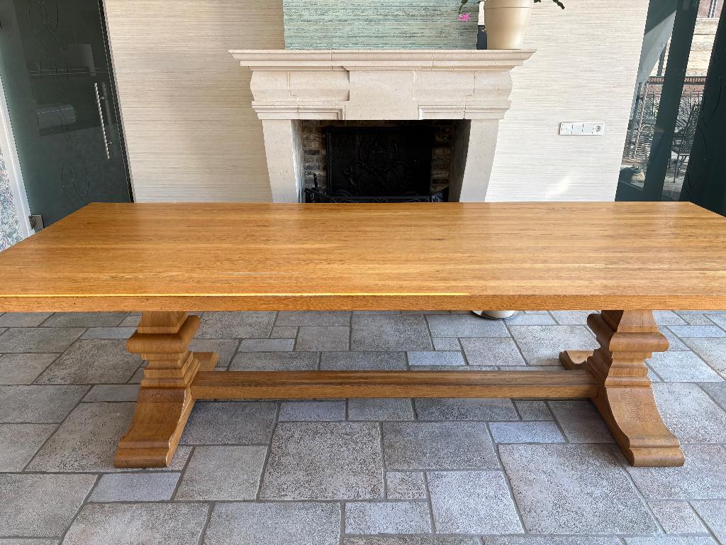 Grote robuuste eiken kloostertafel, Huis en Inrichting, Tafels | Eettafels, Ophalen, Gebruikt, 100 tot 150 cm, Eikenhout