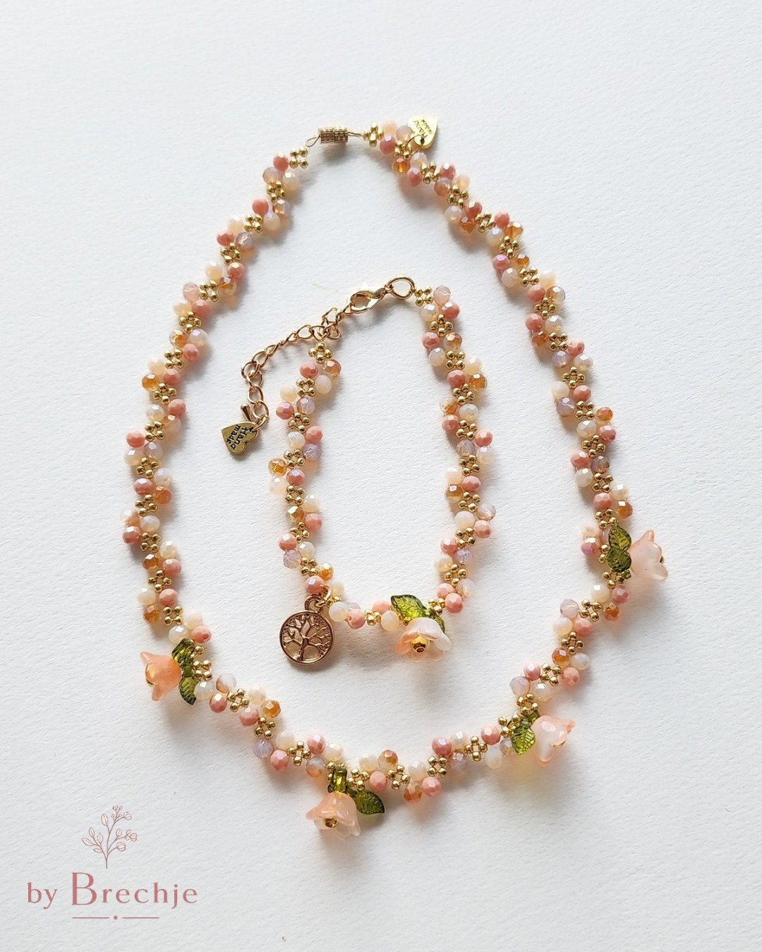 Handgemaakte Fae Blush Choker & Armband Sieradenset, Ophalen of Verzenden, Nieuw, Roze, Overige materialen