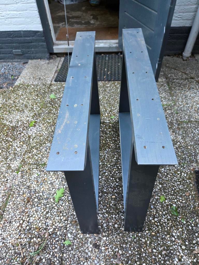 2x Zwarte houten tafelpoten - 73 cm hoog, Overige houtsoorten, Tafelpoot, Gebruikt, 50 tot 100 cm