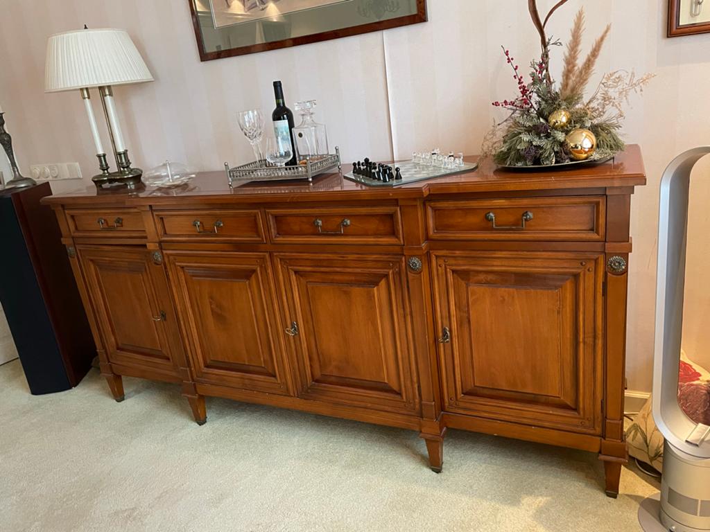 Klassiek houten dressoir met lades en deuren, Ophalen, Zo goed als nieuw, 200 cm of meer, Met lade(s)