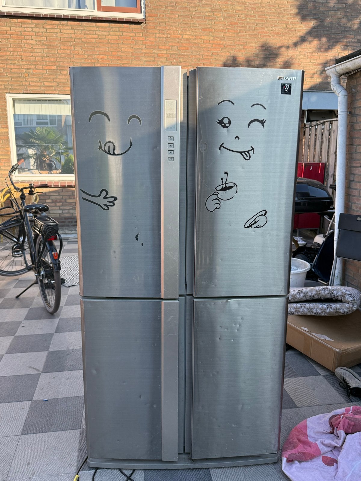Sharp Amerikaanse Koelkast - Gebruikt, Witgoed en Apparatuur, Koelkasten en IJskasten, Gebruikt, Met aparte vriezer, 200 liter of meer