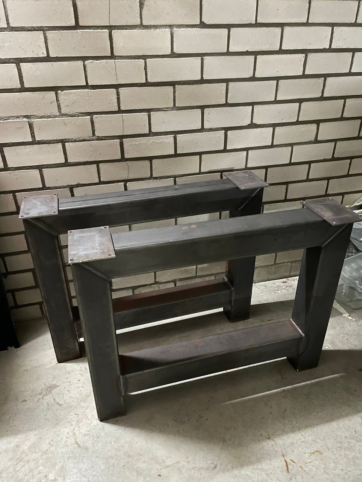 Stalen poten voor eettafel/werkblad, Huis en Inrichting, Tafelonderdelen, Ophalen, 200 cm of meer, 50 tot 100 cm, Zo goed als nieuw