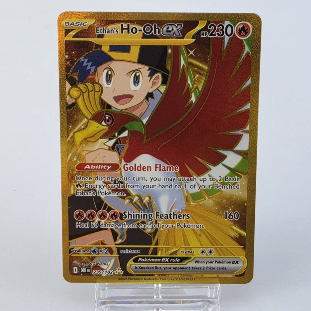 TCG Ethan's Ho-Oh Ex DRI 239 M/NM in Toploader, Zo goed als nieuw