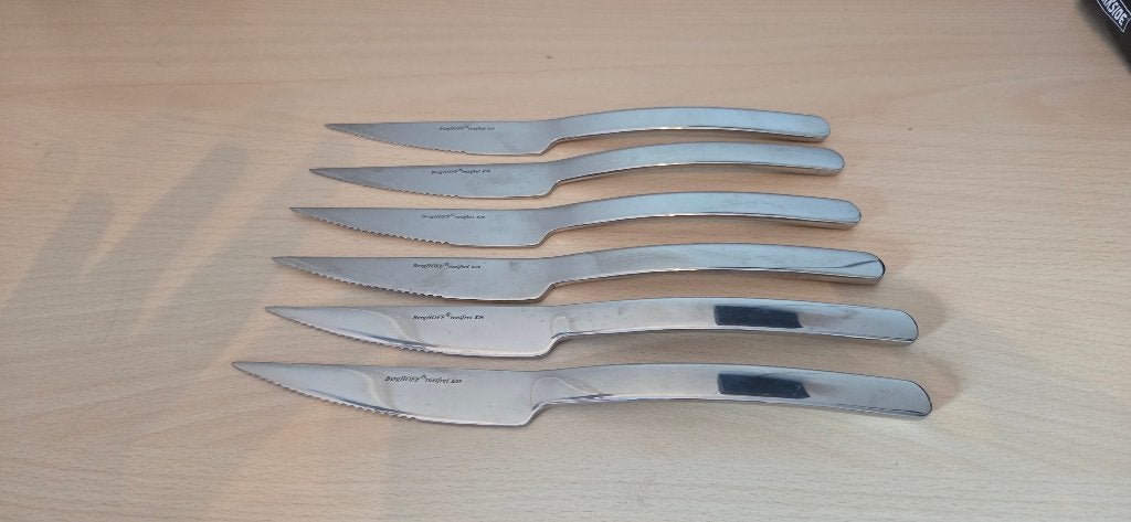 BergHOFF Leo Steakmessen Set van 6  RVS  (Nieuwstaat), Los bestek, Ophalen of Verzenden, Zo goed als nieuw, Rvs of Chroom