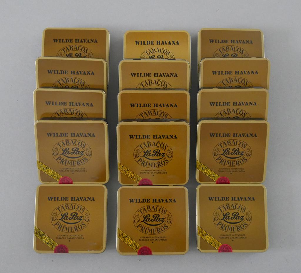 Sigarenblikjes Wilde Havana -Tabacco Primeros La Paz, 15 st., Verzamelen, Blikken, Ophalen of Verzenden, Zo goed als nieuw, Overige