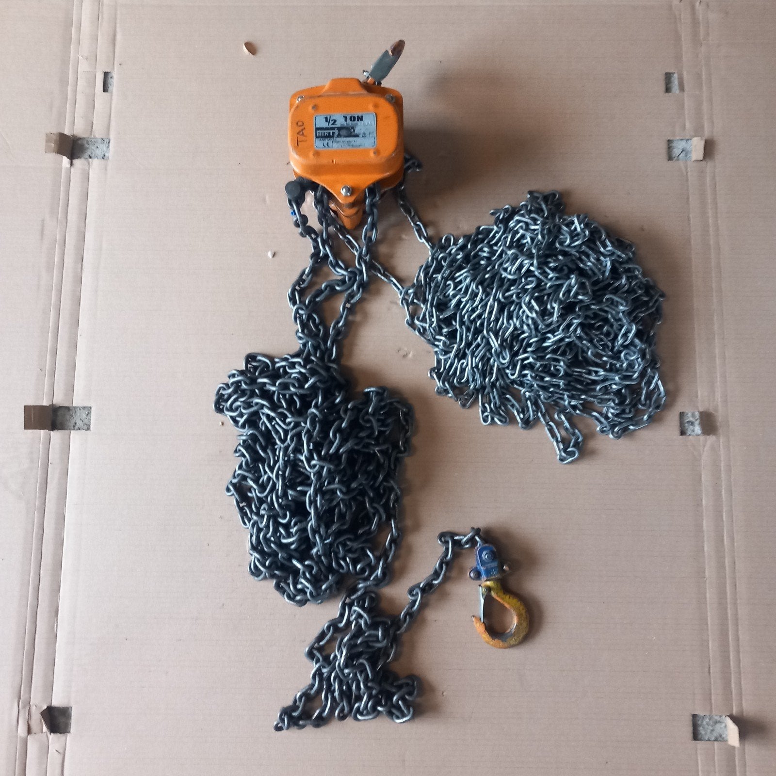 Kettingtakel 15 meter 0,5 ton - 500kilo.  chain hoist, Ophalen, Gebruikt, Handmatig