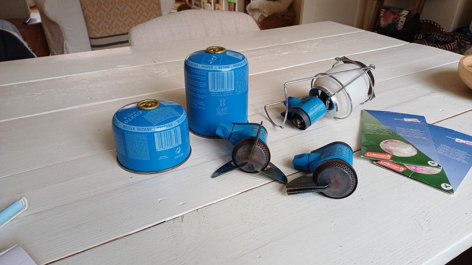 Coleman gasbranders en lamp met gaspatronen, Caravans en Kamperen, Kampeeraccessoires, Ophalen, Gebruikt