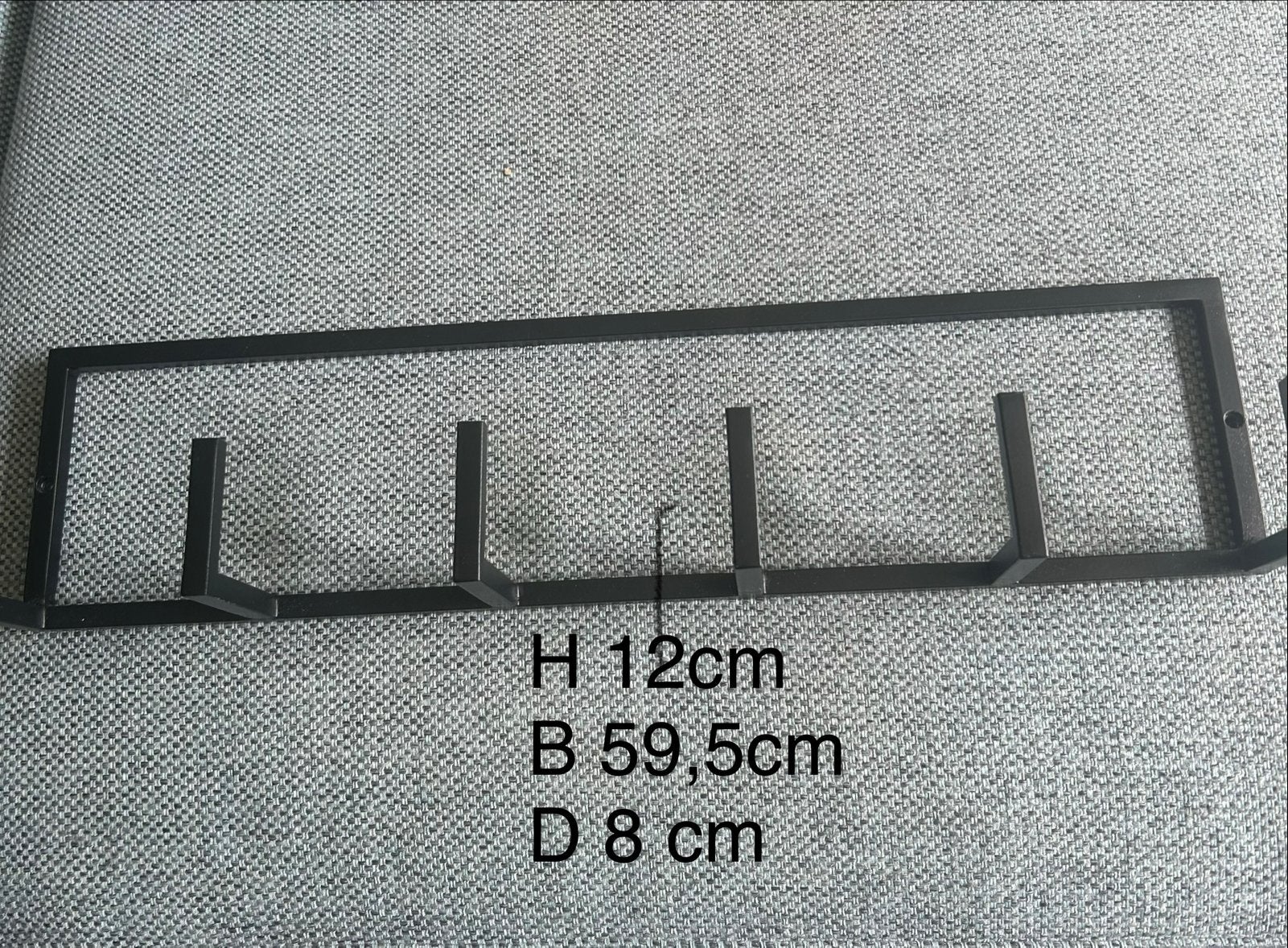 Zwarte metalen wandkapstok met 5 haken, Wandkapstok, Gebruikt, Ophalen of Verzenden, Minder dan 100 cm
