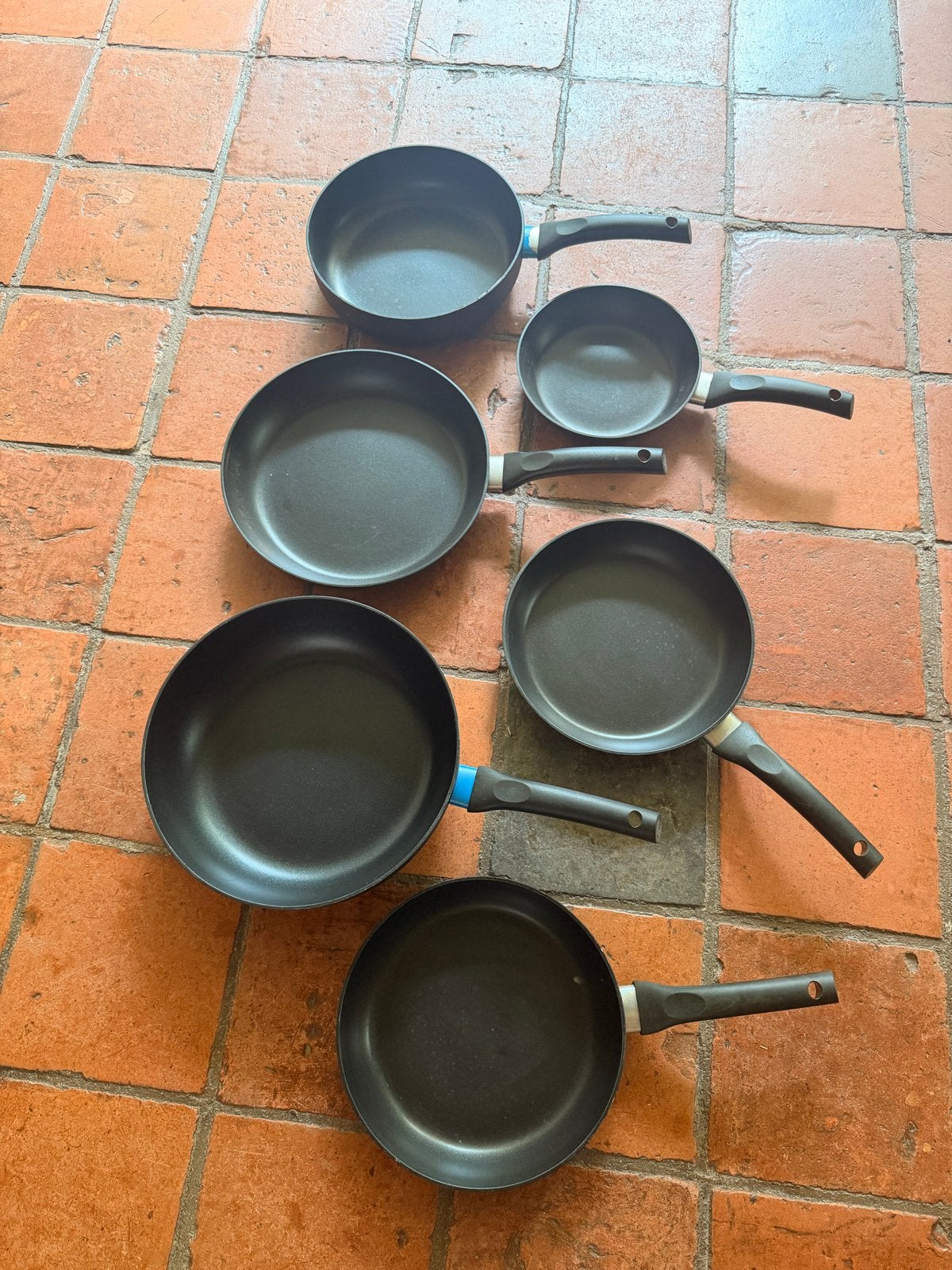 BK pannen - Set van 6 koekenpannen, Ophalen, Koekenpan, Gebruikt, Antiaanbaklaag