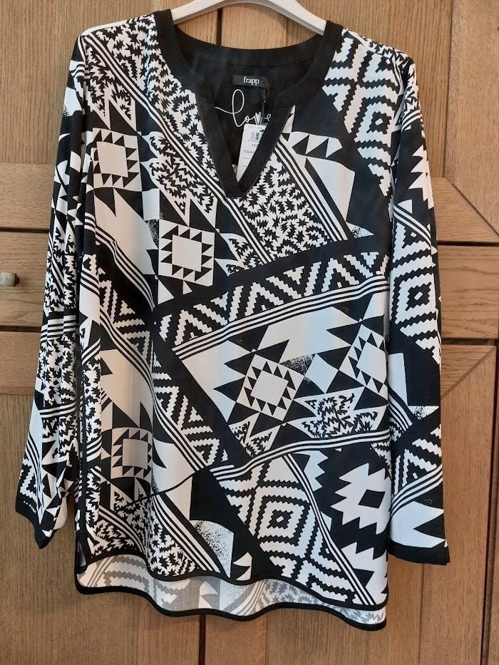 Mooi vallende tuniek Frapp, Frapp, Verzenden, Zwart, Maat 46/48 (XL) of groter