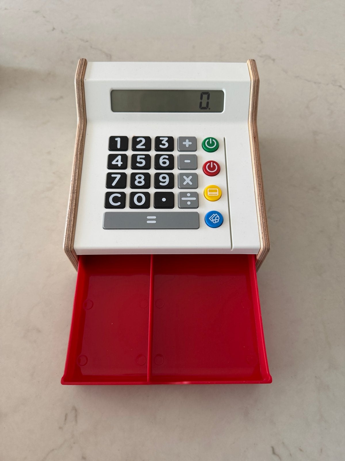 Houten speelgoed kassa met rekenmachine, Ophalen, Zo goed als nieuw, Jongen of Meisje