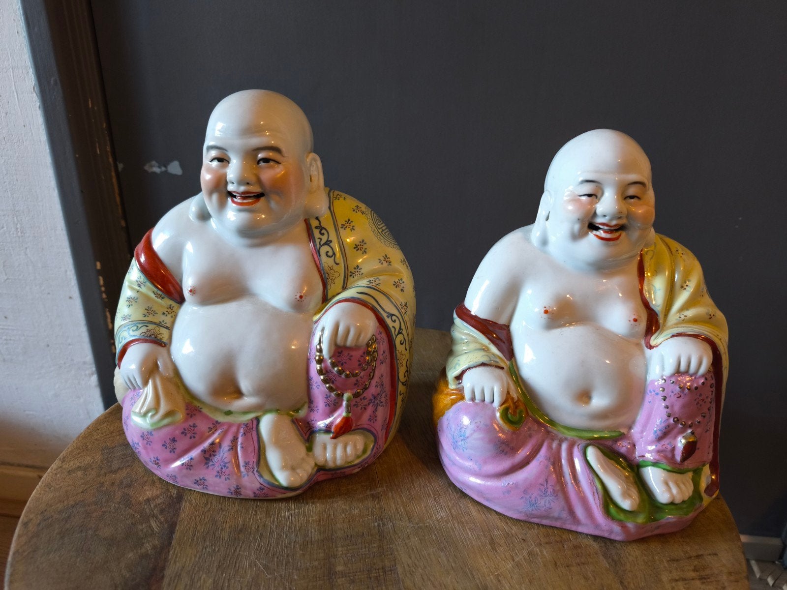 Vintage Porseleinen Boeddha Beelden - Set van 2, Ophalen of Verzenden