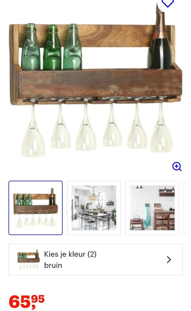 Hangend Wijnrek ( nieuwprijs € 66), Huis en Inrichting, Woonaccessoires | Wijnrekken, Ophalen, Gebruikt, 5 tot 15 flessen, Minder dan 50 cm