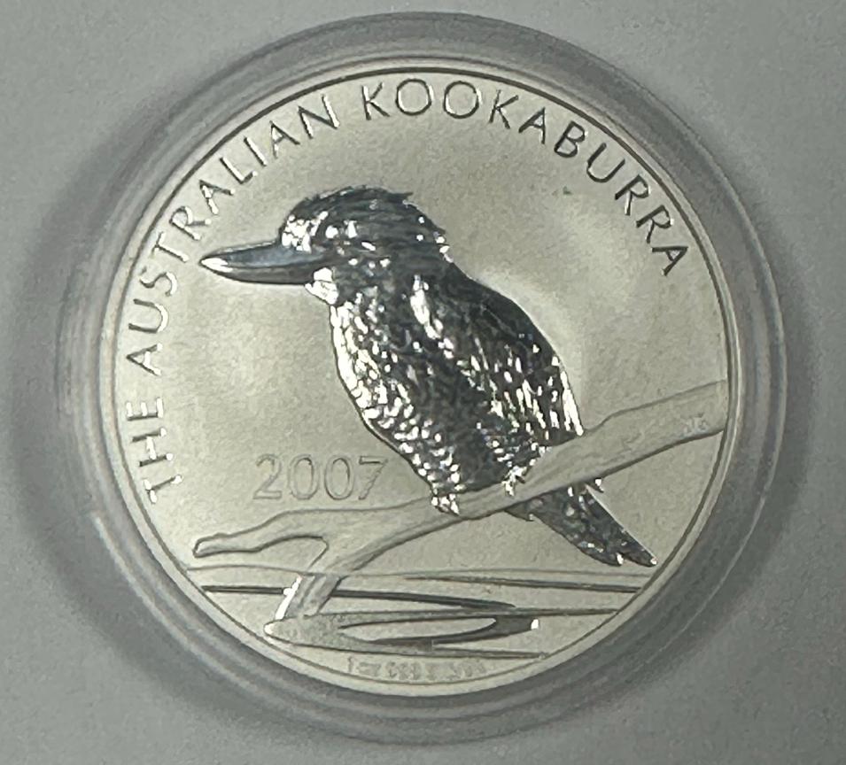 2007 Australische Kookaburra Zilveren Munt 1 Oz, Ophalen of Verzenden, Losse munt, Zilver