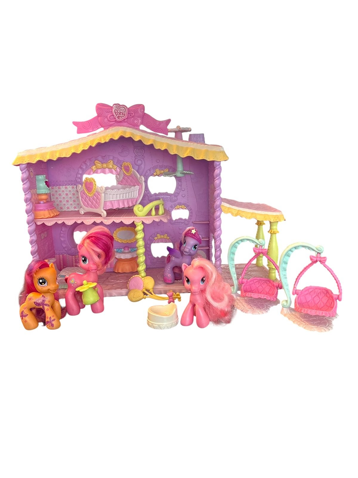 My Little Pony G3.5 Newborn Nursery – 4 pony’s & accessoires, Kinderen en Baby's, Ophalen of Verzenden, Gebruikt