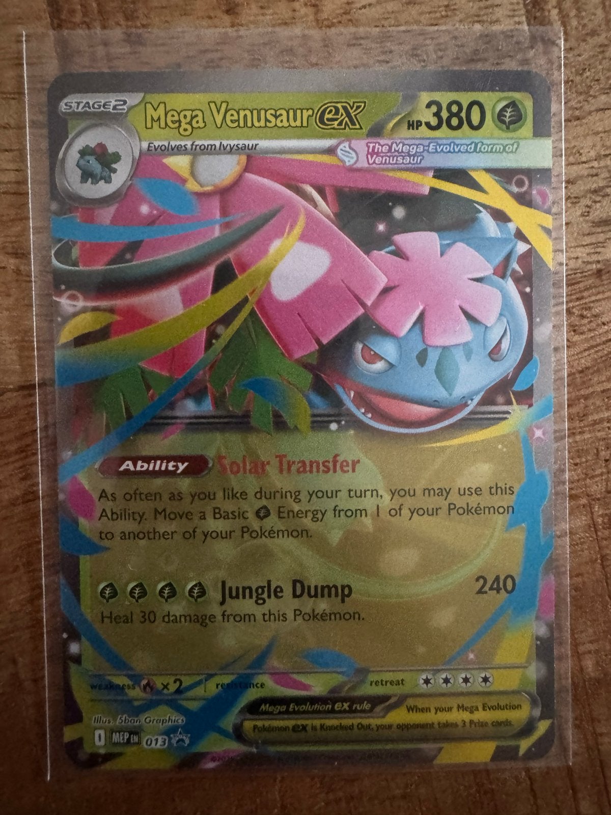 Mega Venusaur EX Pokémon Kaart 380 HP, Ophalen of Verzenden, Zo goed als nieuw, Losse kaart, Foil