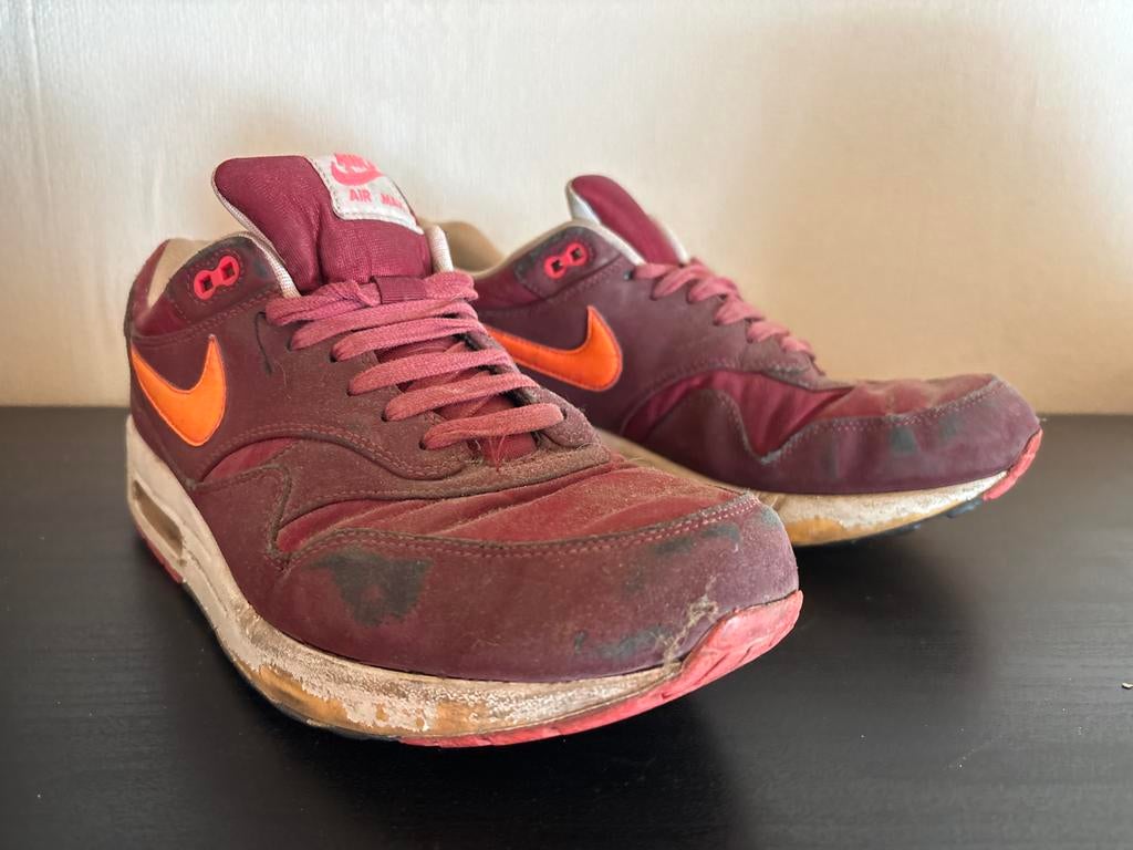 Afgedragen Nike Air Max 1 - Maat 45, Ophalen of Verzenden, Zo goed als nieuw, Overige kleuren, Sneakers of Gympen