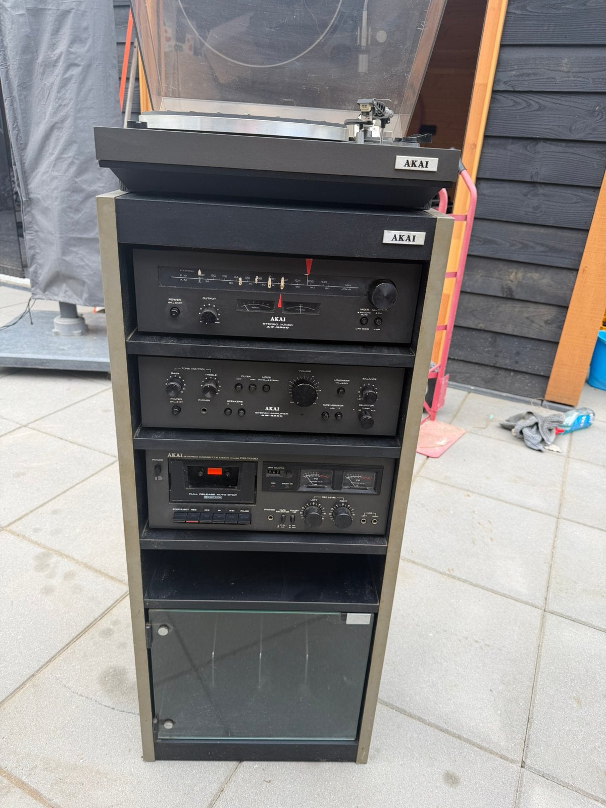 Akai stereo installatie vintage in meubel, Ophalen, Cassettedeck, Losse componenten, Zo goed als nieuw