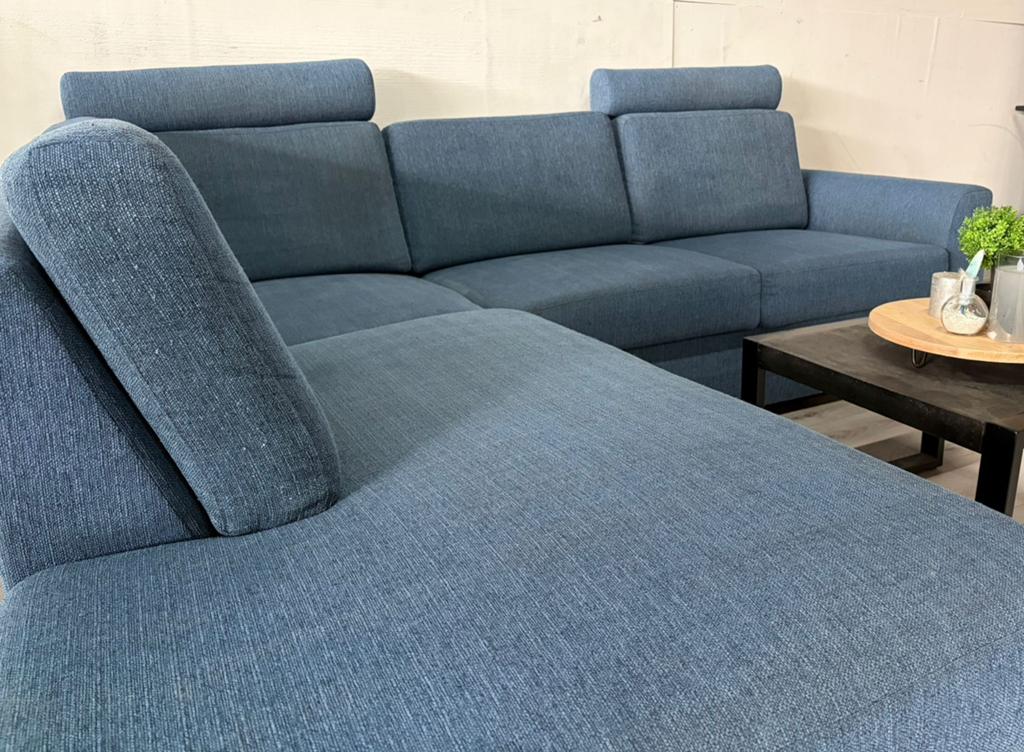 Hoekbank Blauw - Professioneel gereinigd, 250 tot 300 cm, Hoekbank, Ophalen of Verzenden, Zo goed als nieuw