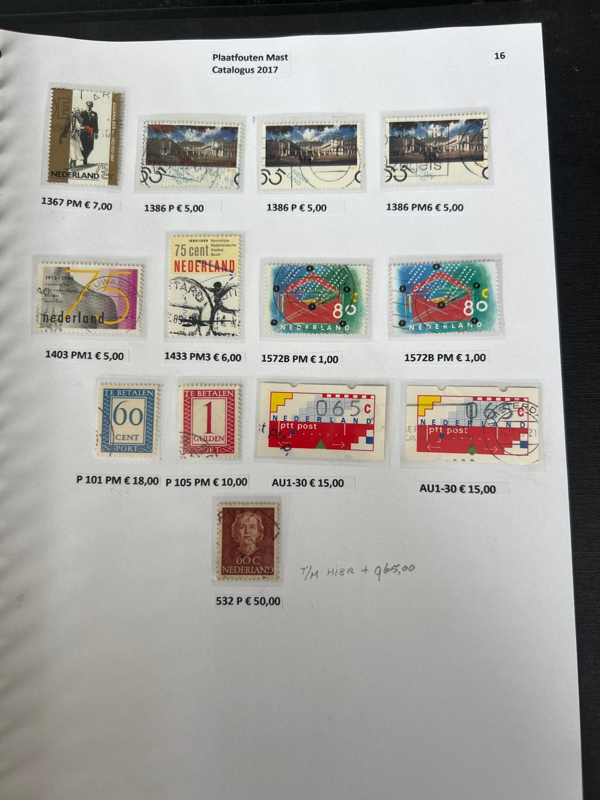 Nederlandse postzegels met plaatfouten - Catalogus 2017, Ophalen of Verzenden, Na 1940, Gestempeld