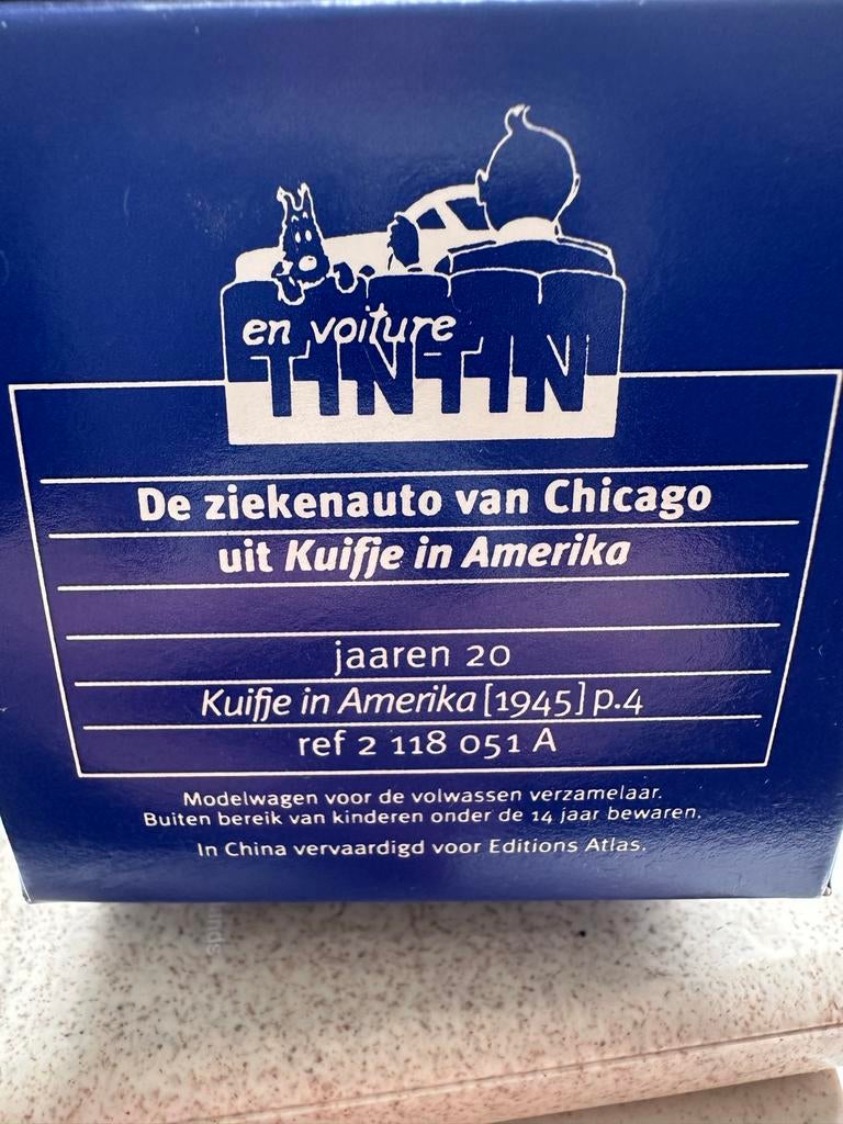 De ziekenauto van Chicago uit Kuifje in Amerika, Verzamelen, Ophalen of Verzenden, Kuifje, Zo goed als nieuw, Beeldje of Figuurtje