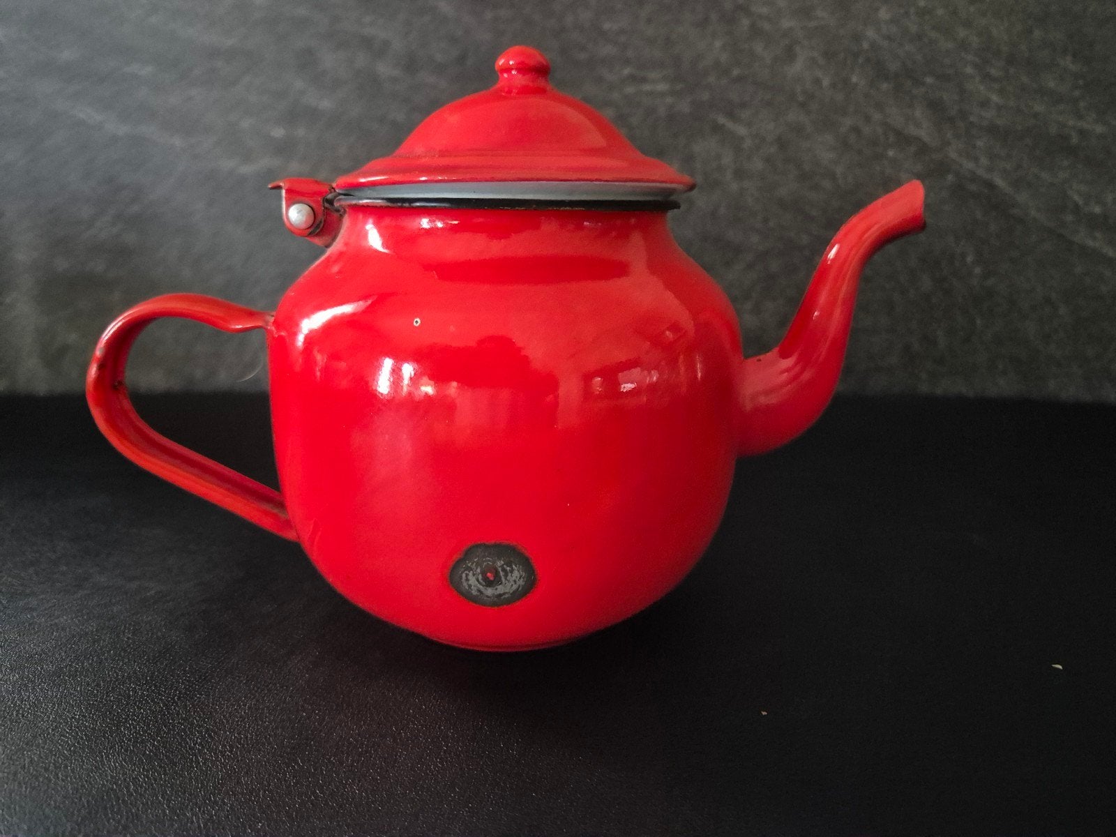 rode emaille theepot, Ophalen of Verzenden
