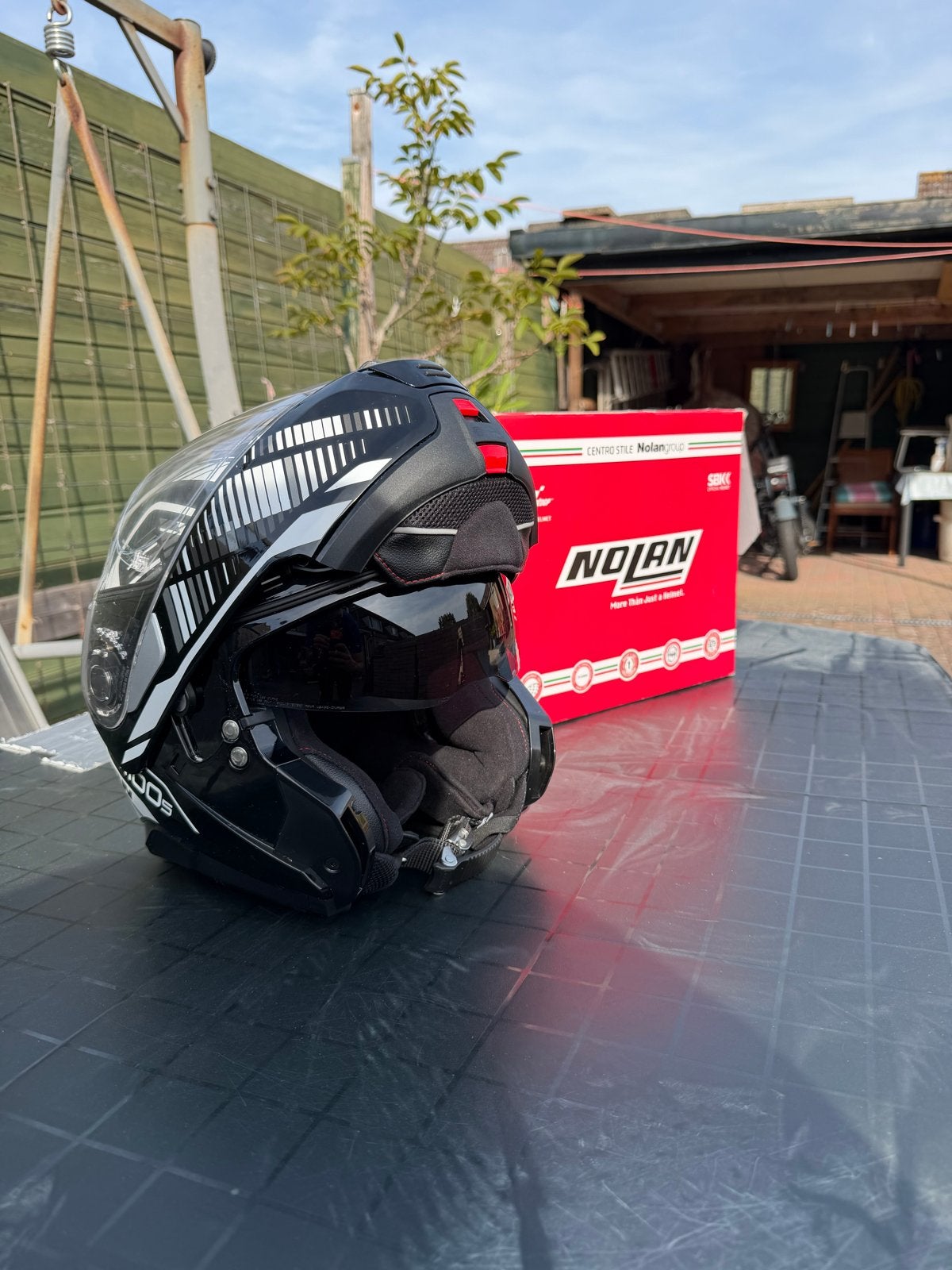 Nolan-N1P000494-Zwart-XL - Zwart/Wit (XL) motorhelm, Motoren, Systeemhelm, Heren, Nolan, XL