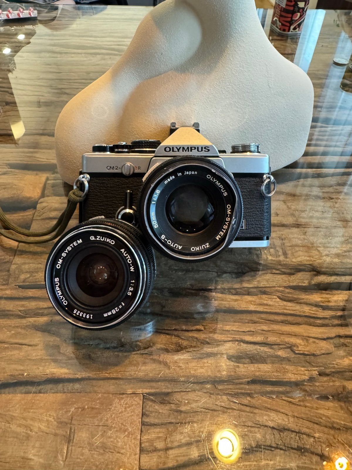 Olympus OM-2n SLR with 2 lenses (Film Tested), Ophalen of Verzenden, Gebruikt, Spiegelreflex, Olympus