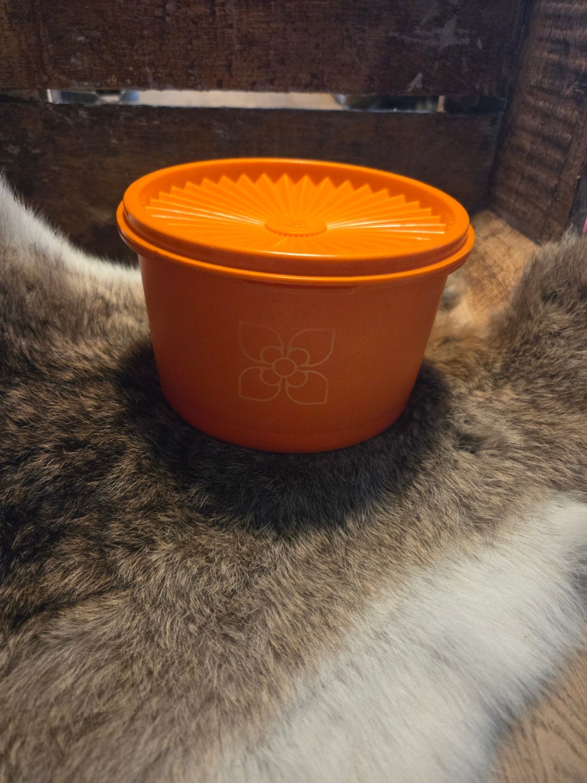 Vintage Tupperware koektrommel - Oranje, Oranje, Ophalen of Verzenden, Zo goed als nieuw, Met deksel