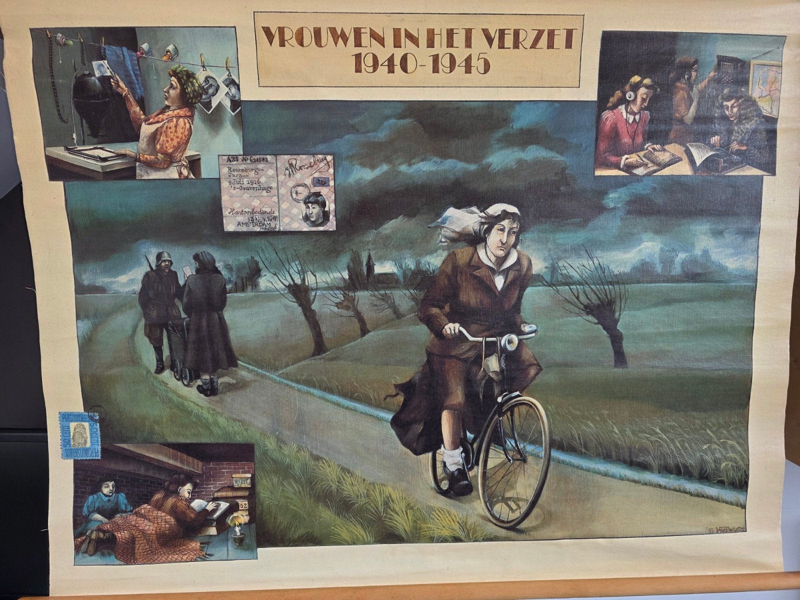 Vrouwen in het verzet. Mooie staat., Antiek en Kunst, Antiek | Schoolplaten, Ophalen of Verzenden, Geschiedenis