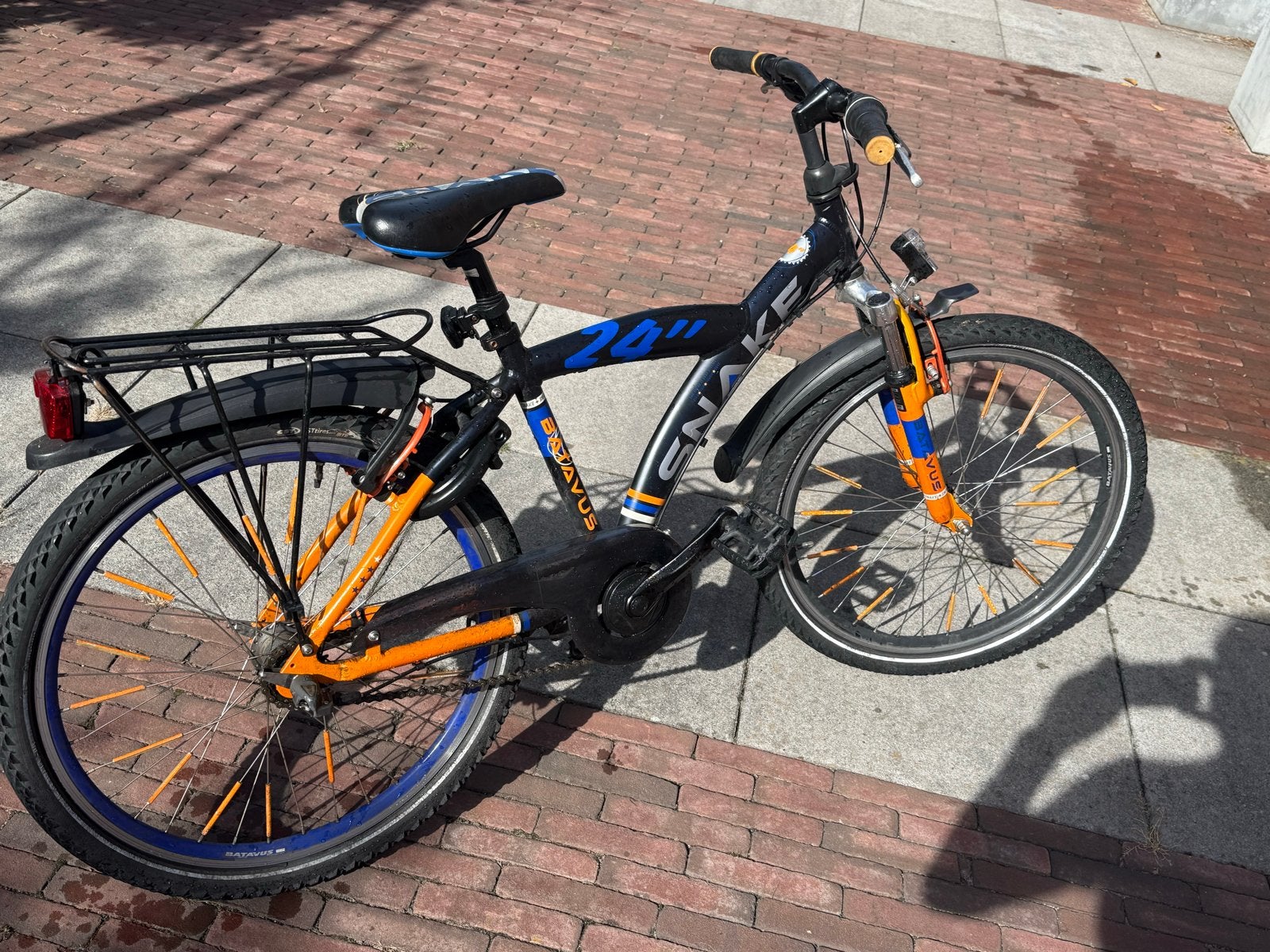 Batavus Snake 24 inch kinderfiets - Zwart/Oranje, Ophalen, Gebruikt, Velgrem, Batavus