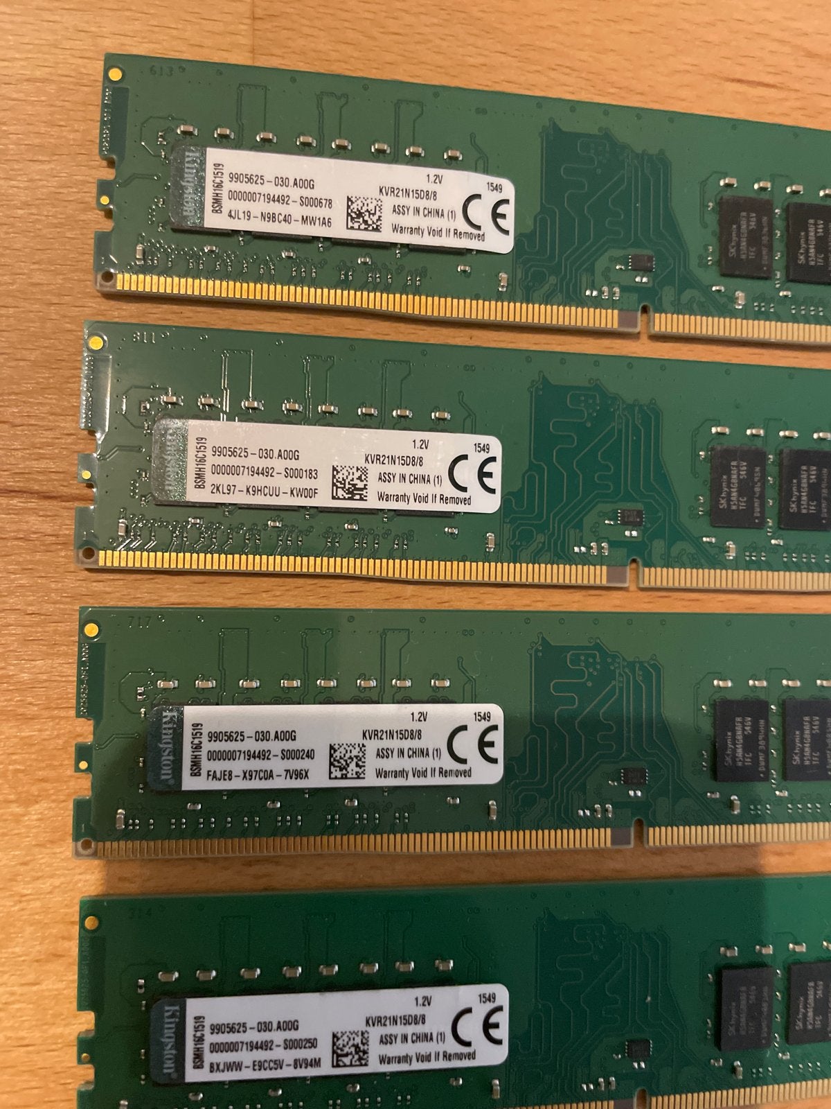 32GB Kingston KVR21N15D8/8 DDR4 RAM (4x 8GB modules), Gebruikt, 32 GB, DDR4, Ophalen of Verzenden