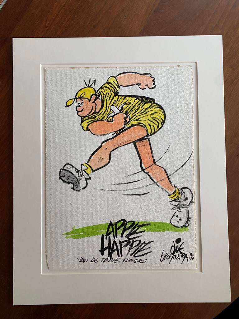 Appie Happie - Originele tekening Dik Bruynrstwyn '83, Antiek en Kunst, Ophalen of Verzenden