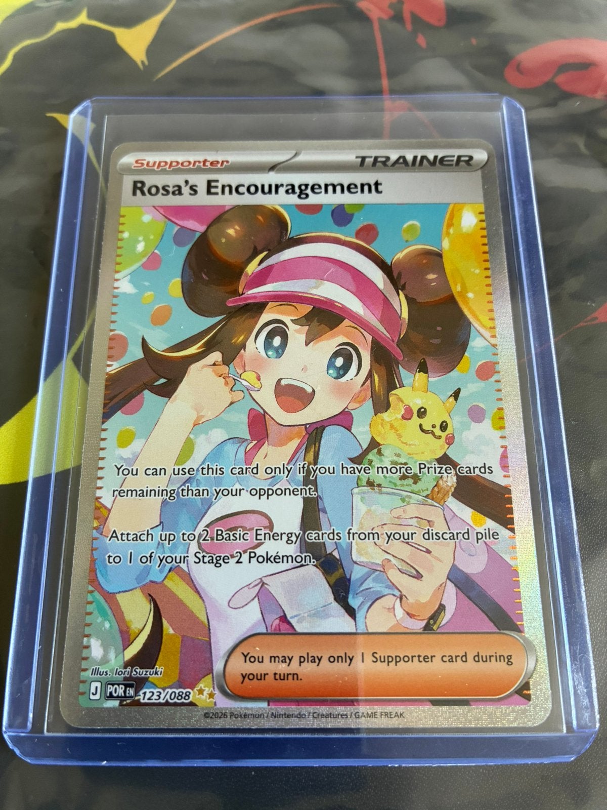 Pokemon Rosa's Encouragement Full Art Trainer Kaart, Ophalen, Zo goed als nieuw, Losse kaart