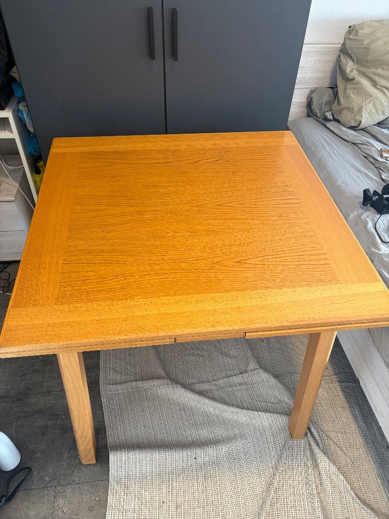 Uitschuifbare eettafel van eikenhout / table, Ophalen, Gebruikt, 100 tot 150 cm, Eikenhout