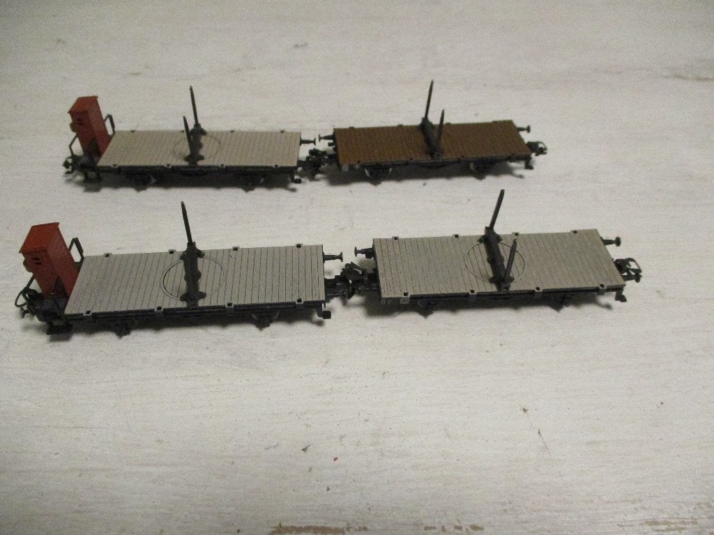 Märklin Schemelwagens 2x met en 2x zonder remmershuis, Wisselstroom, Wagon, Ophalen of Verzenden, Zo goed als nieuw