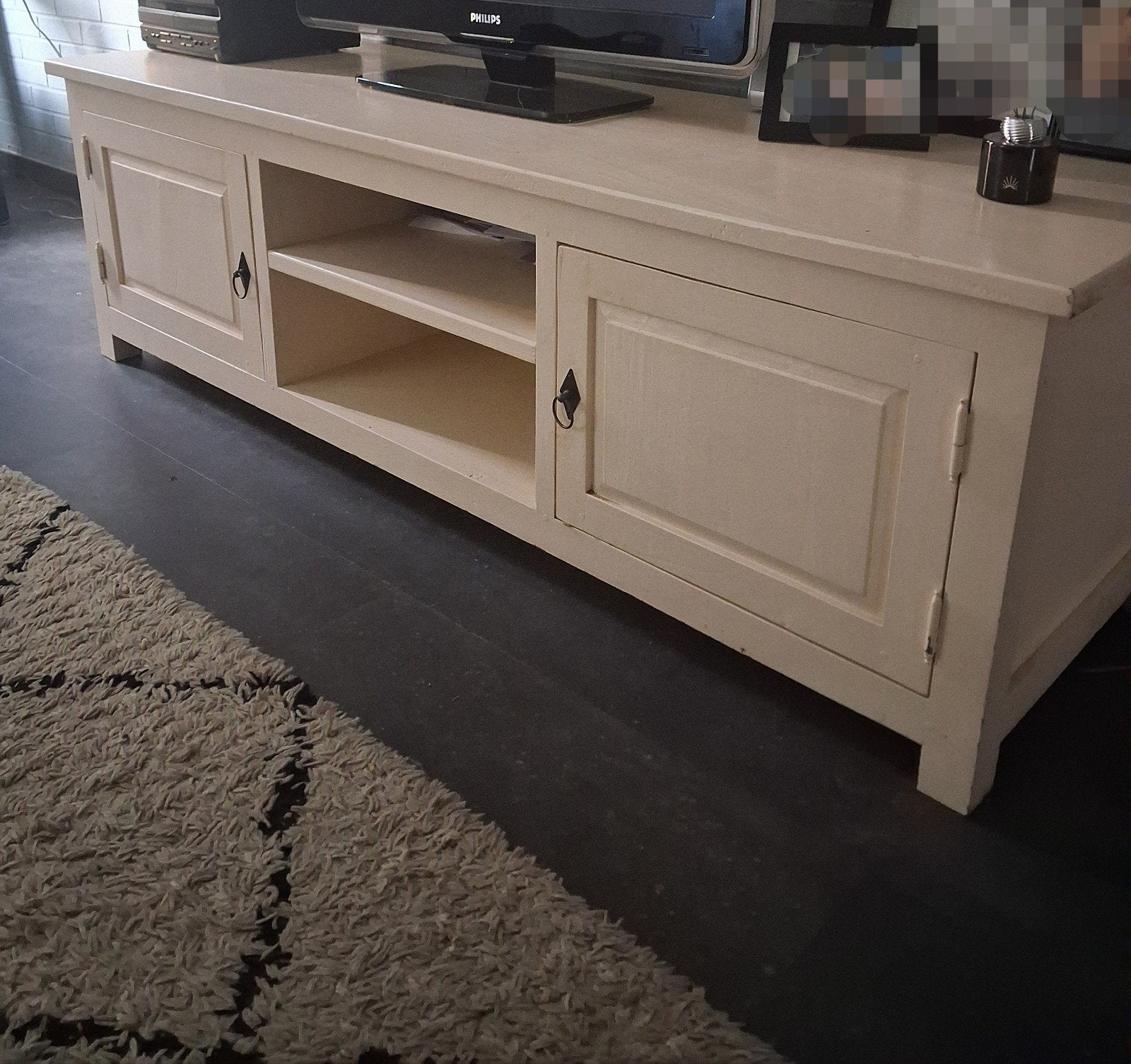 TV-meubel crème wit - 160x60x40 cm, Ophalen, Gebruikt, 25 tot 50 cm, 150 tot 200 cm