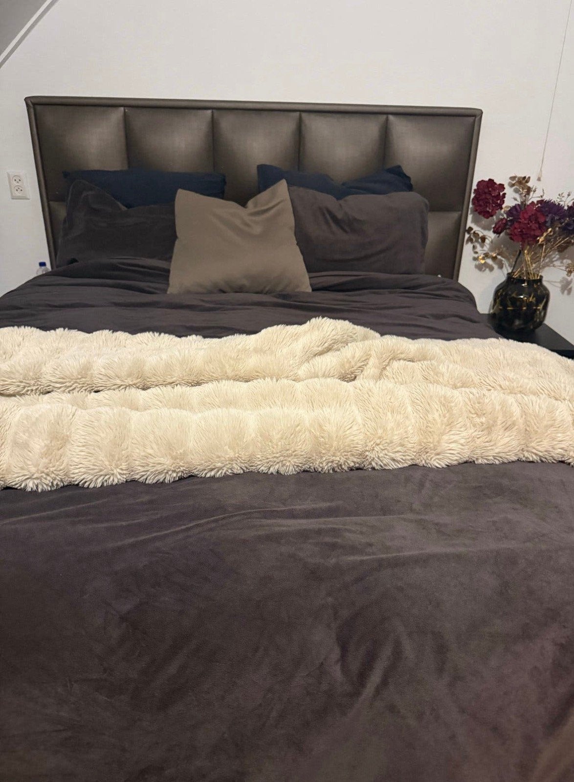 Tweepersoons boxspring met opbergkist, Ophalen, Bruin, Tweepersoons, 200 cm